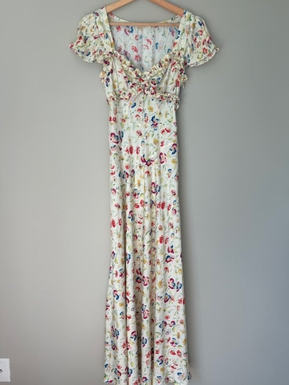 NEW DOEN Valerine SIlk Blend Dress Windswept Blooms Cream Floral | US XS - Picture 7 of 16